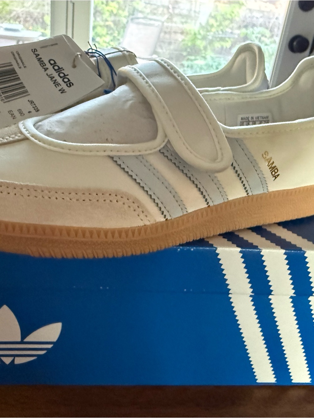 adidas Samba Junior White with Gum Sole Velcro Sneakers
